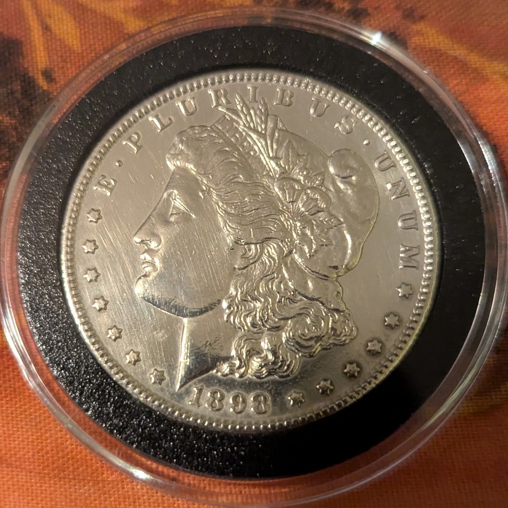 1898 S Morgan Silver Dollar in Display Case